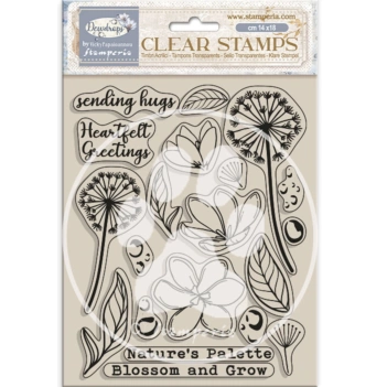 Kit de carimbos transparentes Flores Dewdrops Stamperia 