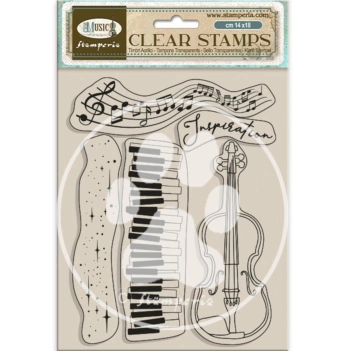 Kit de carimbos transparentes Music Stamperia