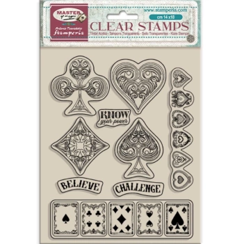 Set de sellos transparentes Naipes Master of Magic Stamperia