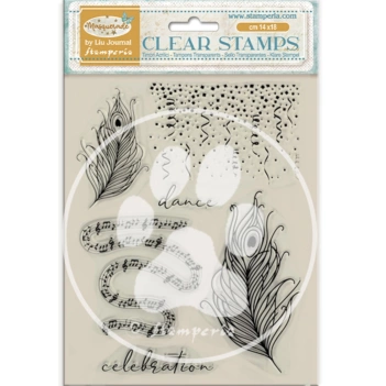 Kit de carimbos transparentes Penas Masquerade Stamperia