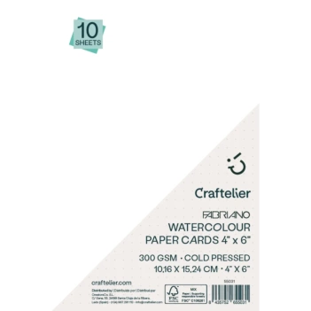 Paquet de 10 cartes aquarelles Craftelier 4 "x6