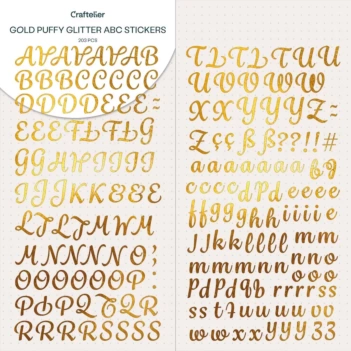 Alfabeto Adesivo Glitter Puffy Gold Craftelier 