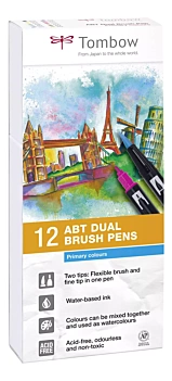 Tombow Set of 12 Dual Brush Primarand Colour felt tips 