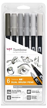 Set de 6 feutres Dual Brush Couleurs Grises Tombow
