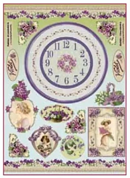 Papier classique pour découpage Horloge Lilas Stamperia