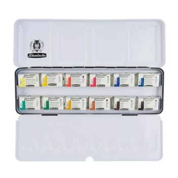 Metal box 12 Akademie Schmincke watercolor godets
