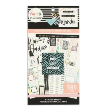 Super Pack Stickers Colorful Safari Animal Print Happy Planner