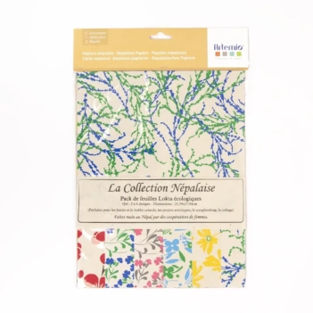 Zestaw 12 papierów foliowanych Artemio Floral Nepalese Gold