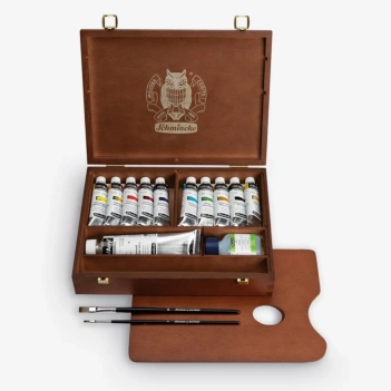 Scatola Professionale in Legno 10 Colori Acrilici e Accessori Primacryl Schmincke 35ml