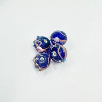 Set de 4 abalorios de cristal de Murano azul oscuro mate