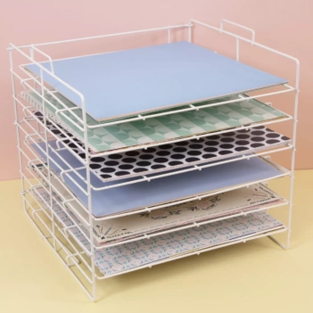 Craftelier White Desktop Paper Rack Six Trays