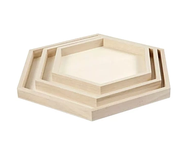 Set 3 Bandejas de Madera Hexagonales Creativ Company