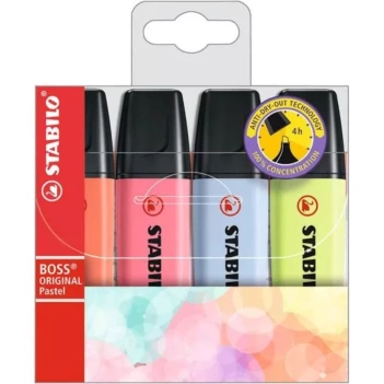 Set 4 marcadores pastel Boss Original Stabilo