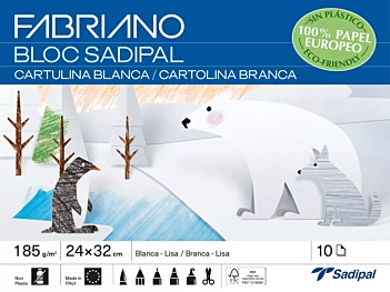 Bloc cartulina blancas 24x32cm 185g/m² Fabriano