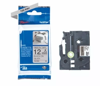 Brother Schriftbandkassette für Etikettendrucker - Schwarz auf silbernem Hintergrund 12mm
