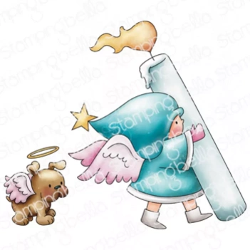 Stempelpaket „Girl & Puppy Candle Bearers Stamping Bella“.