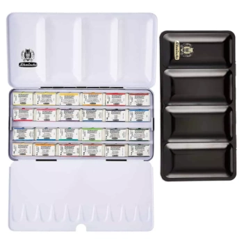 Metal box of 24 Horadam Schmincke watercolor godets
