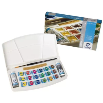 Caja de acuarelas 18 medias pastillas y 2 tubos Van Gogh