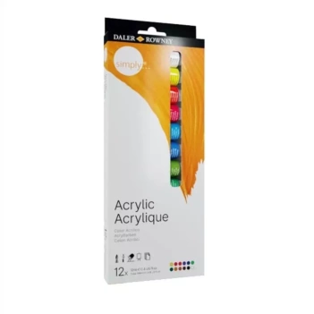 Box of Simply Daler-Rowney acrylic paints 12x12ml