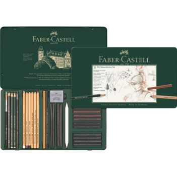 Caja metálica 33 piezas Pitt Monochrome Set Faber Castell