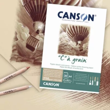 Bloc collé Jaune Ocre marbré C à grain Canson A4 250g/m²