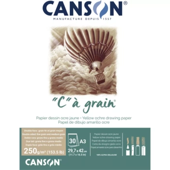 Bloc collé Ocre jaune marbré C à grain Canson A3 250gm²