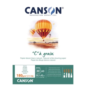 Glued drawing pad natural white "C" à Grain Canson A3 180g/m²