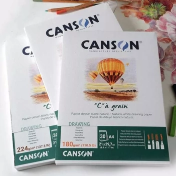 Tekenblok “C” à korrelgelijmd 1-zijdig wit fijnkorrelig Canson