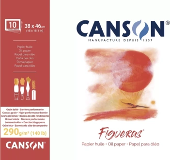 Figueras oliepad gelijmd 1 zijdelings linnen stof Canson 290 g/m²