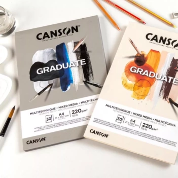 Mixed Media Graduate Grey en Natural Pad Fijne/grove korrel Canson 220g/m²