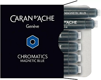 Box mit 6 Chromatics Magnetic Blue Caran d'Ache Tintenpatronen