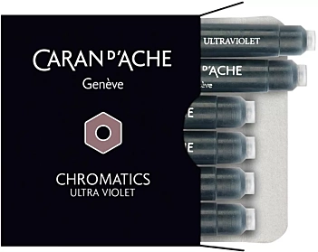 Box mit 6 Caran d'Ache Chromatics Ultra Violet Tintenpatronen