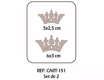 Kartonowe sylwetki koron Dayka o wymiarach 5x2cm i 6x3cm