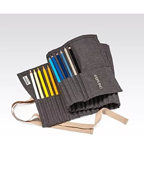 Etui wachlarzowe ciemnobrązowe + 36 kredek akwarelowych Fabriano Boutique