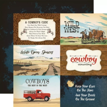 Papel Guitar Country Cowboys Carta Bella 30x30cm