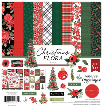 Vrolijk kerstfeest Flora Carta Bella Plakboekpakket 30x30cm