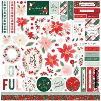 Cardstock Stickers Elementen Vreedzame Kerstmis Flora Carta Bella