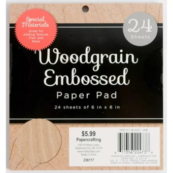 Hobby Woodgrain Embossed Paper Pad Lobby 15x15cm
