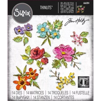 Mini wykrojnik Thinlits Brushstroke Flowers autorstwa Tima Holtza dla Sizzix