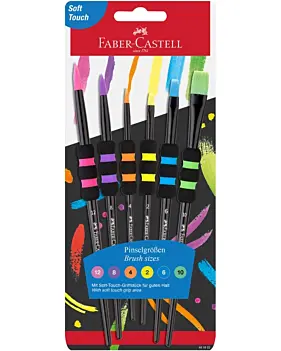 6er-Set Synthetikpinsel mit Soft-Touch-Griff von Faber-Castell