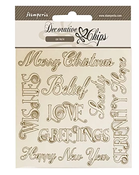Die-cuts de chipboard Christmas frases Stamperia