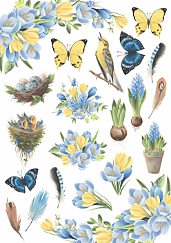 Fabrika Decoru A4 Botanisches Frühlings-Acetatpapier