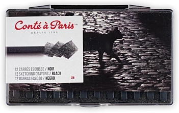 Caja 12 carrés esbozo Negro Conté a Paris