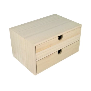 Rechteckige Box mit zwei Schubladen organisieren