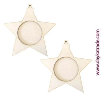 Conjunto de 2 Estrelas de Madeira com Círculo para Fotos Dayka 20cm