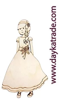 Dayka Communie Meisje Houten Silhouette Meisje met Vlecht