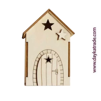 Dayka Houten Figuur Huis 7x12cm
