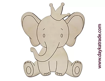 Silueta de Madera Elefante Corona Dayka

