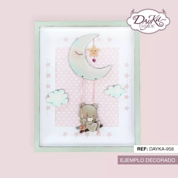 Dayka Wooden Child Frame Bear on Swing