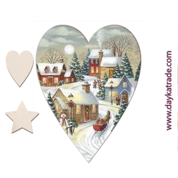 Set Estrella y Corazón Ciudad de Navidad + Tela Prediseñada Dayka
